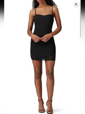 Likely Mezza Black Mini Lace Trim Slip Dress Size 2